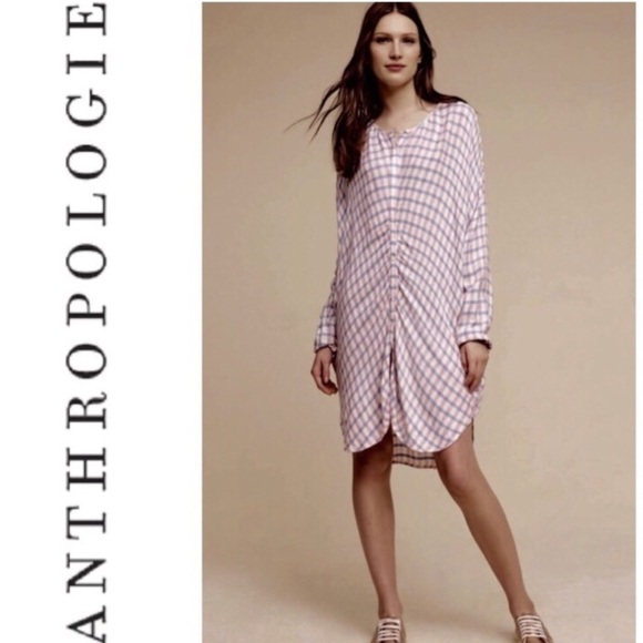 Anthropologie Saturday Sunday Plaid 3/4 Button Front Tunic Dress - Picture 1 of 15